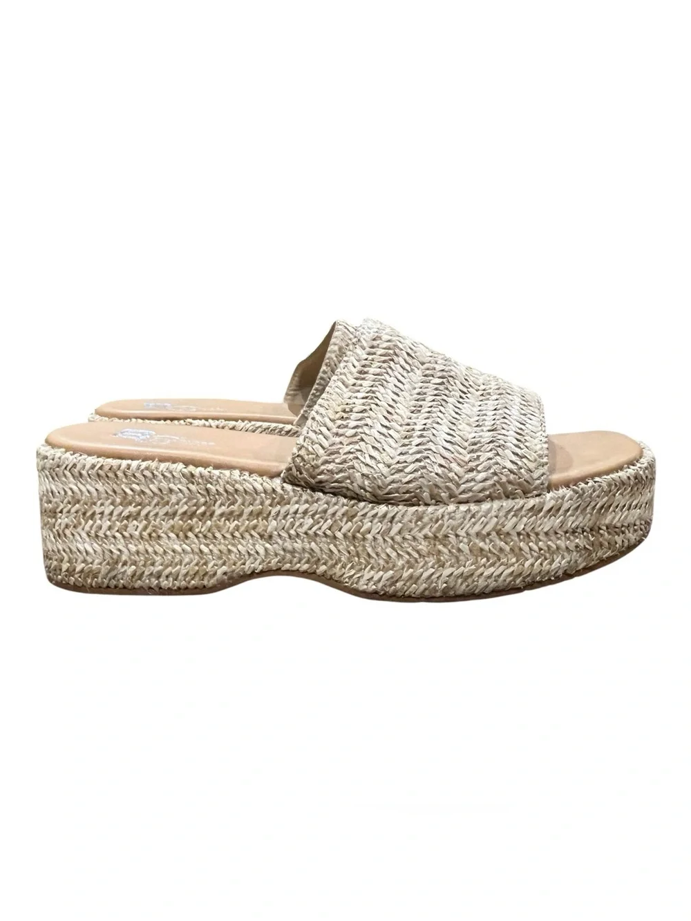 Seychelles Driftwood Raffia Platform Slide Sandals Size 8 EUC